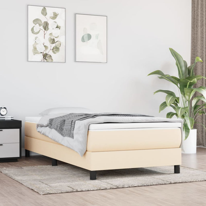 vidaXL krémszínű szövet ágykeret matrac nélkül 100x200 cm