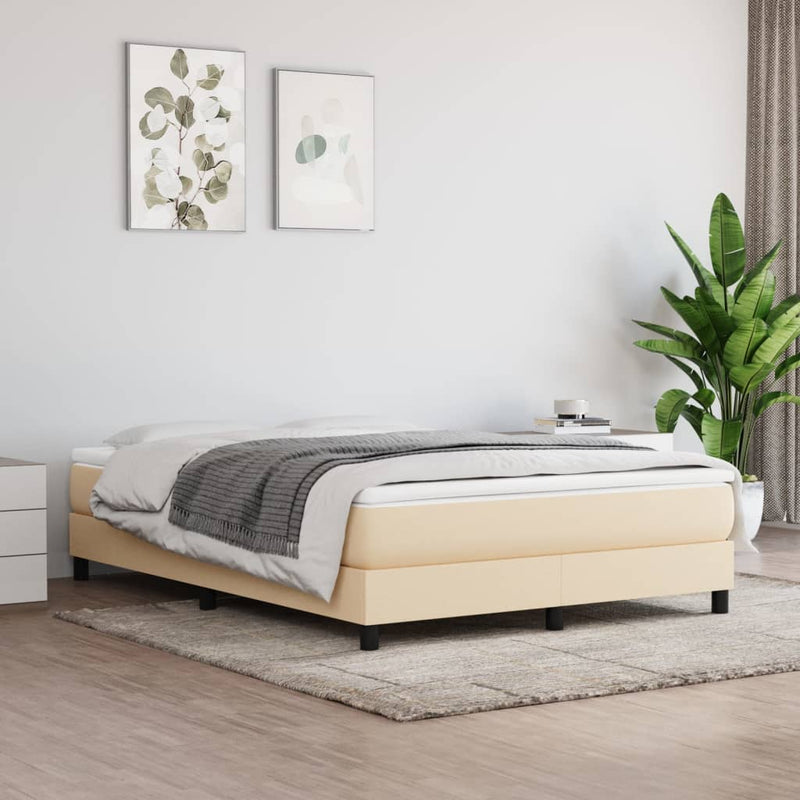 vidaXL krémszínű szövet ágykeret matrac nélkül 140 x 190 cm