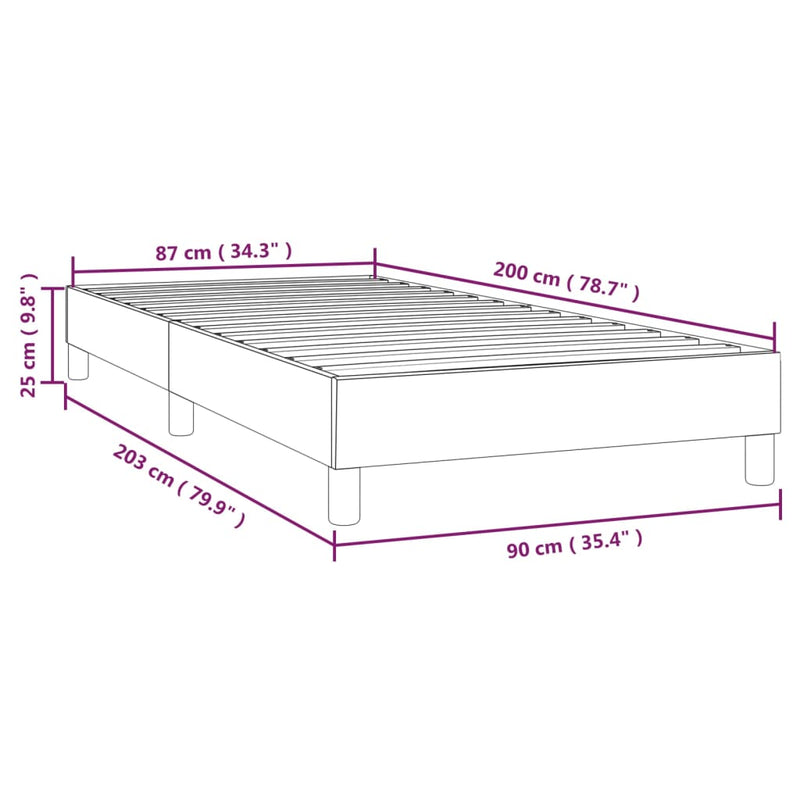 vidaXL sötétszürke szövet ágykeret matrac nélkül 90x200 cm