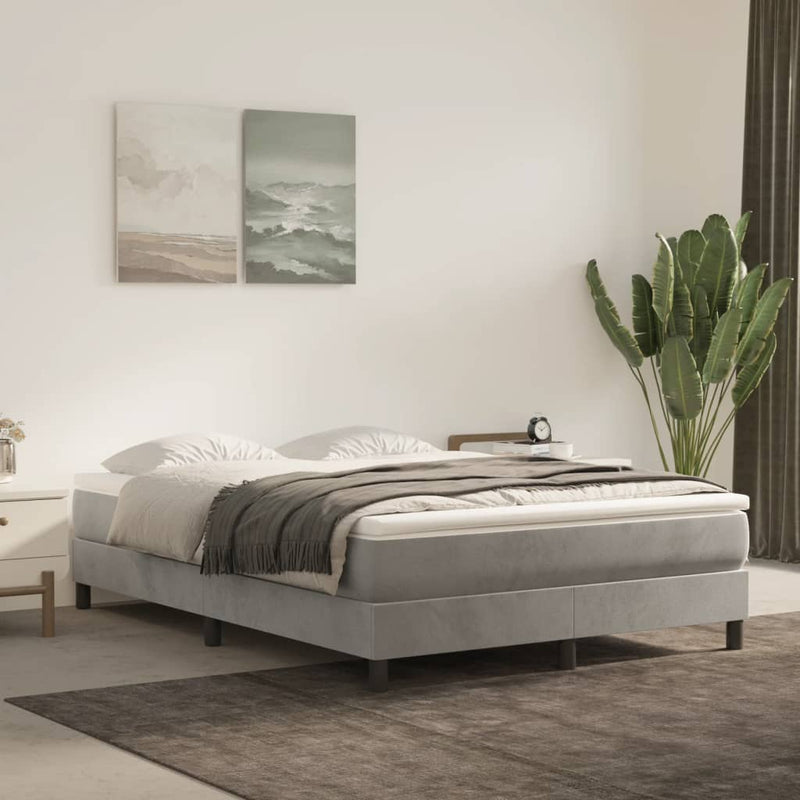 vidaXL világosszürke bársony ágykeret matrac nélkül 140x200 cm
