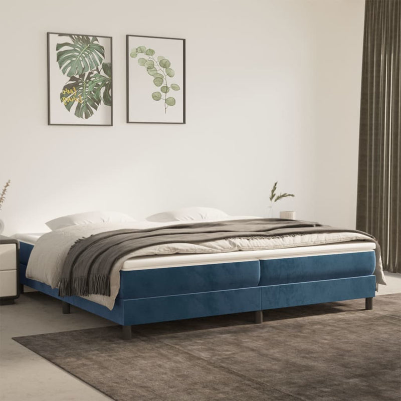 vidaXL sötétkék bársony ágykeret matrac nélkül 200x200 cm
