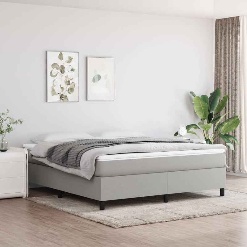 vidaXL világosszürke szövet ágykeret matrac nélkül 160 x 200 cm