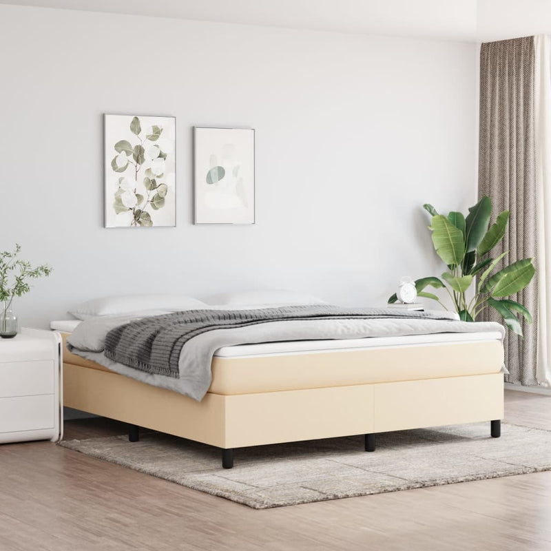 vidaXL krémszínű szövet ágykeret matrac nélkül 160 x 200 cm