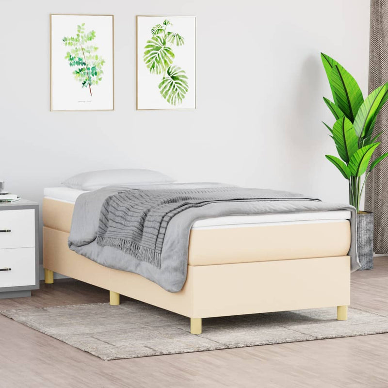 vidaXL krémszínű szövet ágykeret matrac nélkül 100x200 cm
