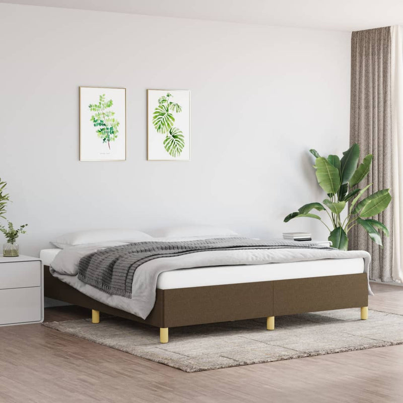 vidaXL sötétbarna szövet ágykeret matrac nélkül 180 x 200 cm