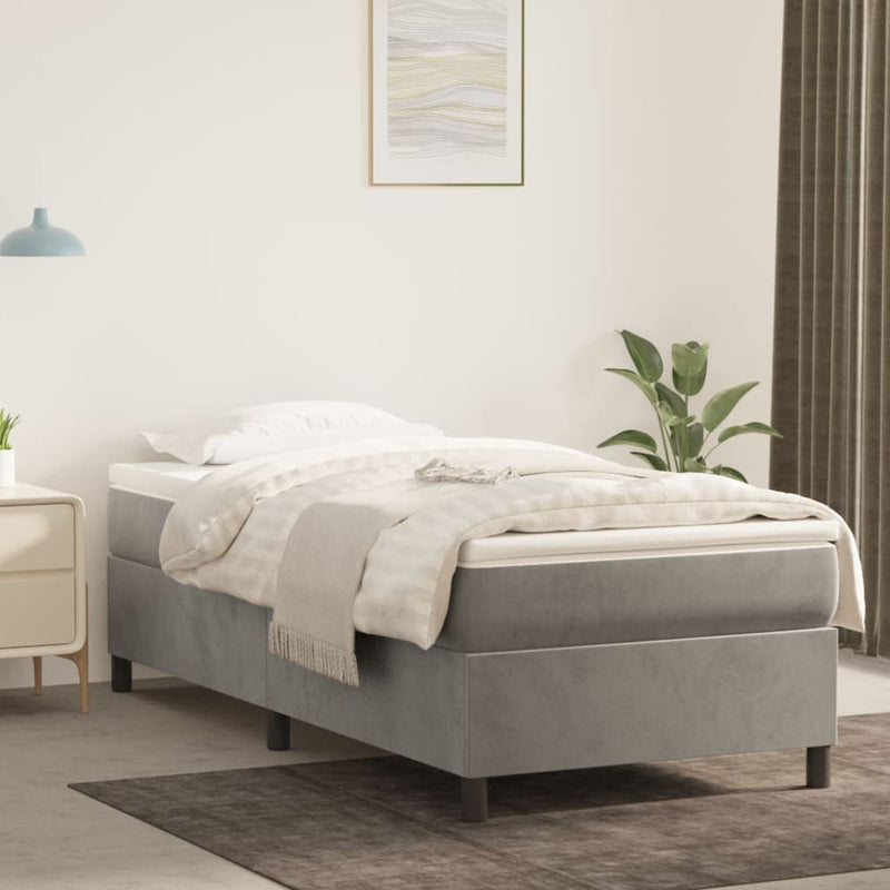 vidaXL világosszürke bársony ágykeret matrac nélkül 100x200 cm