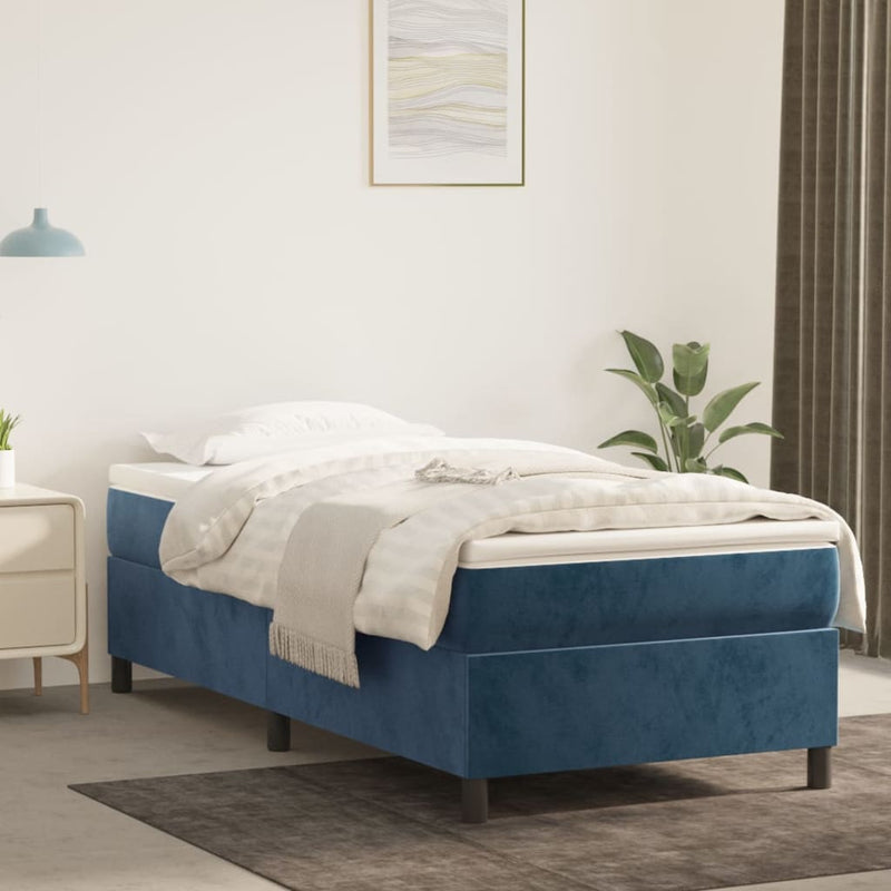 vidaXL sötétkék bársony ágykeret matrac nélkül 100x200 cm