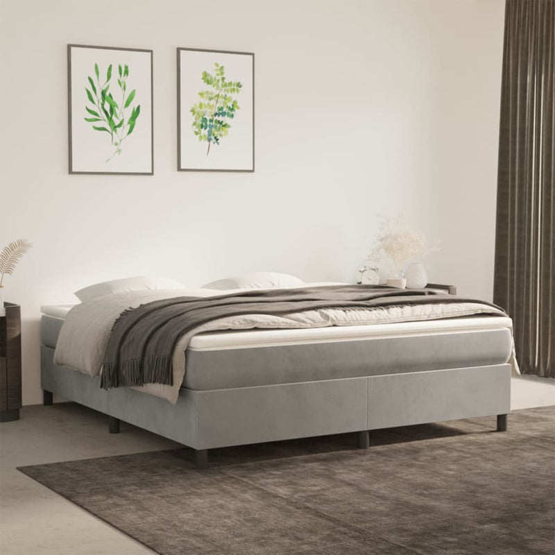 vidaXL világosszürke bársony ágykeret matrac nélkül 160 x 200 cm