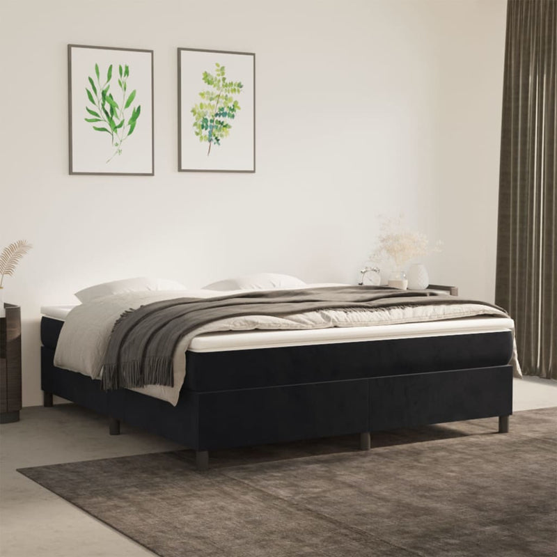 vidaXL fekete bársony ágykeret matrac nélkül 160 x 200 cm