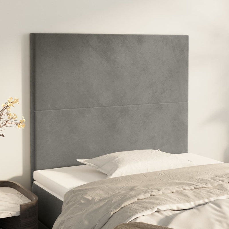 vidaXL 2 db világosszürke bársony fejtámla 100x5x78/88 cm