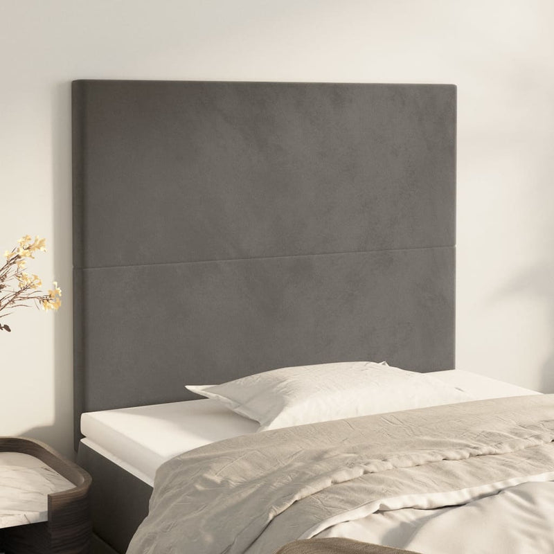 vidaXL 2 db sötétszürke bársony fejtámla 100x5x78/88 cm