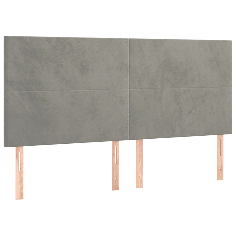 vidaXL 4 db világosszürke bársony fejtámla 100x5x78/88 cm