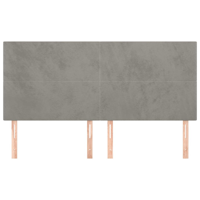 vidaXL 4 db világosszürke bársony fejtámla 100x5x78/88 cm