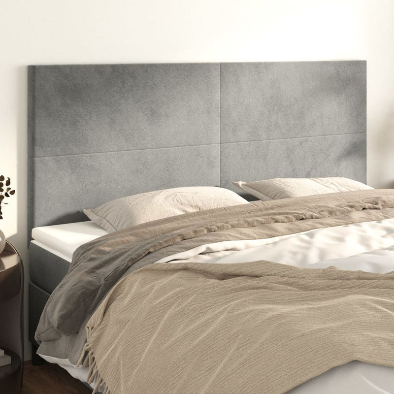 vidaXL 4 db világosszürke bársony fejtámla 100x5x78/88 cm