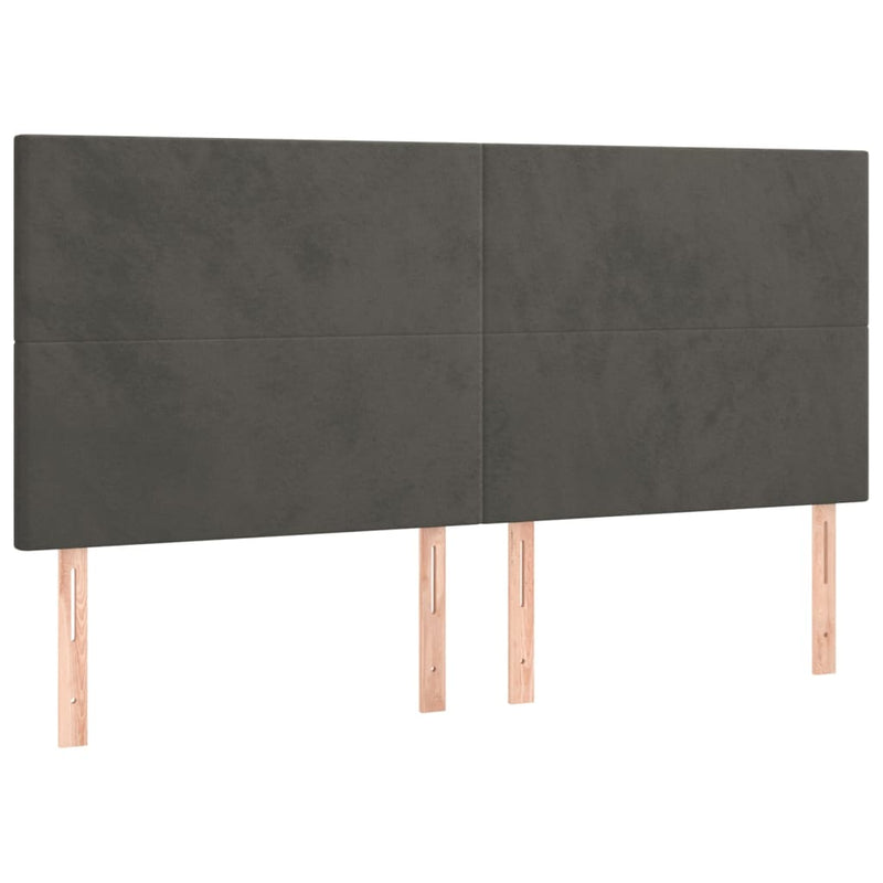 vidaXL 4 db sötétszürke bársony fejtámla 100x5x78/88 cm