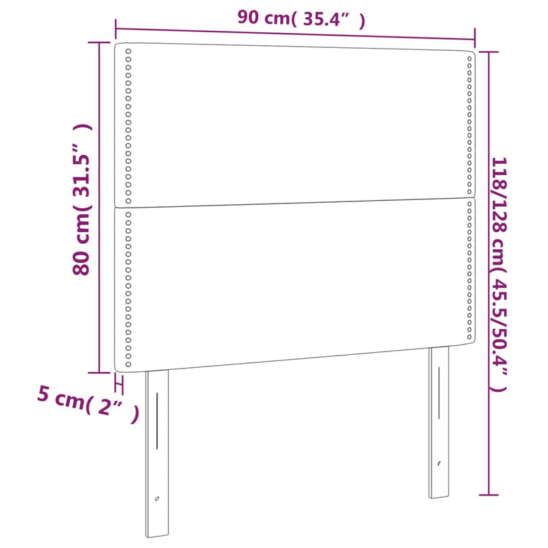 vidaXL 2 db sötétszürke szövet fejtámla 90x5x78/88 cm