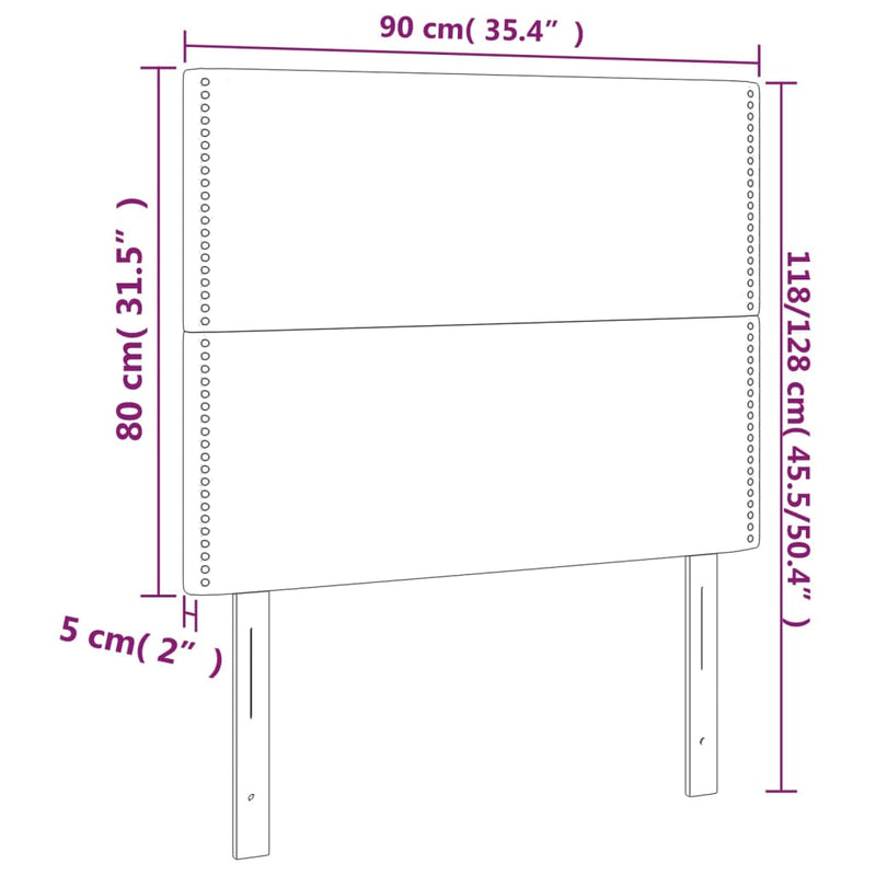 vidaXL 2 db sötétbarna szövet fejtámla 90x5x78/88 cm