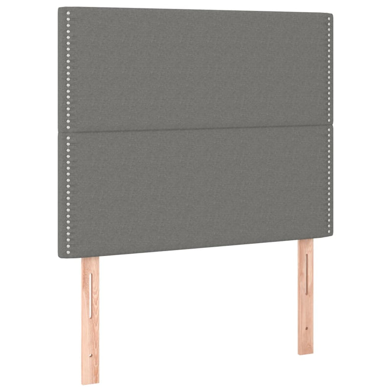 vidaXL 2 db sötétszürke szövet fejtámla 100x5x78/88 cm