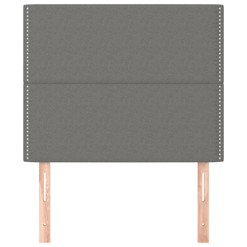 vidaXL 2 db sötétszürke szövet fejtámla 100x5x78/88 cm