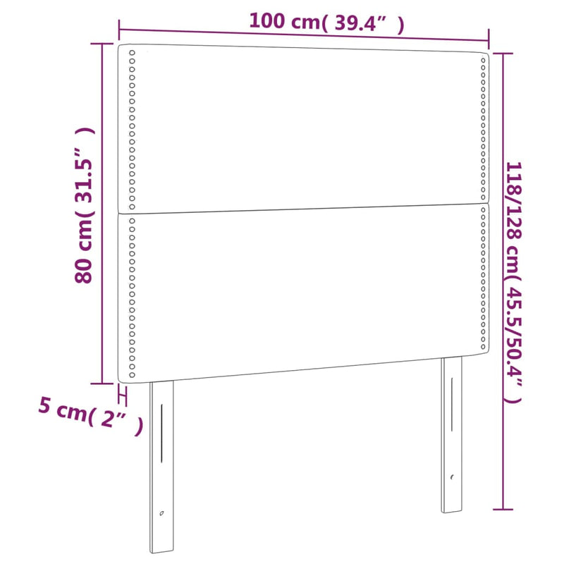 vidaXL 2 db sötétszürke szövet fejtámla 100x5x78/88 cm