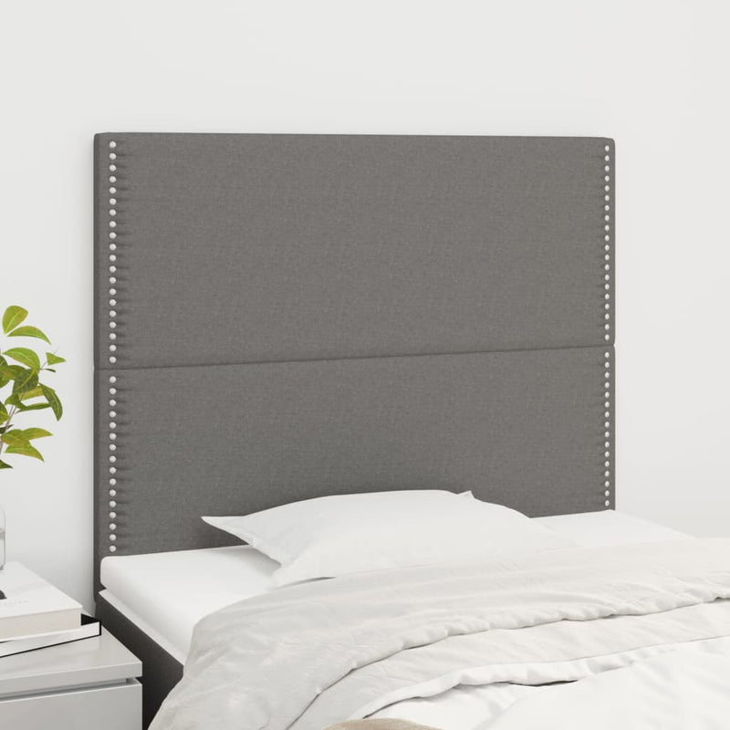 vidaXL 2 db sötétszürke szövet fejtámla 100x5x78/88 cm