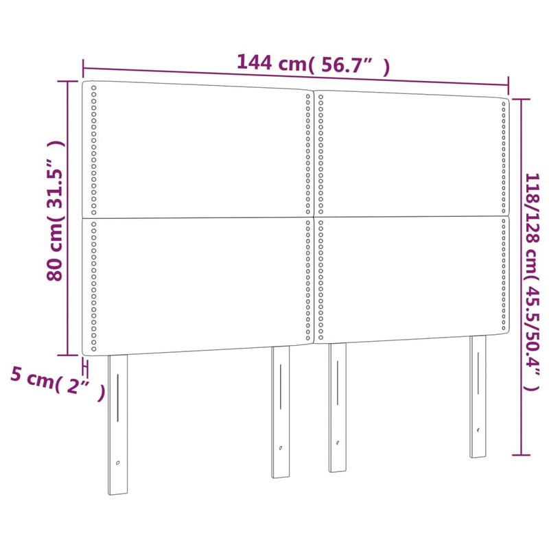 vidaXL 4 db sötétbarna szövet fejtámla 72 x 5 x 78/88 cm