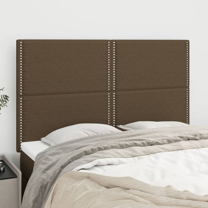 vidaXL 4 db sötétbarna szövet fejtámla 72 x 5 x 78/88 cm