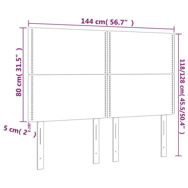 vidaXL 4 db tópszínű szövet fejtámla 72 x 5 x 78/88 cm