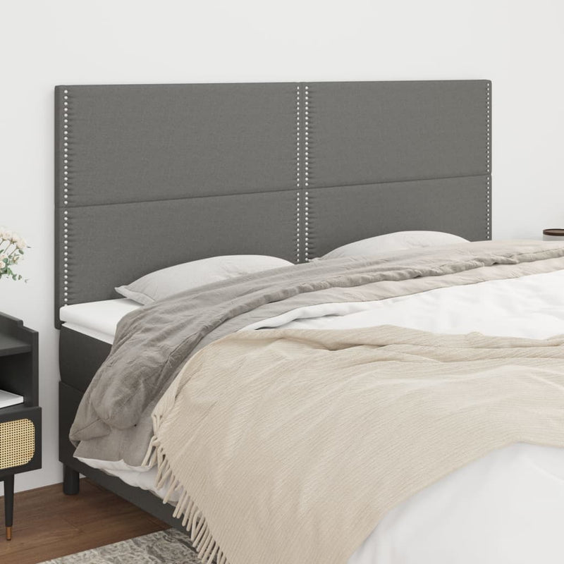 vidaXL 4 db sötétszürke szövet fejtámla 90x5x78/88 cm
