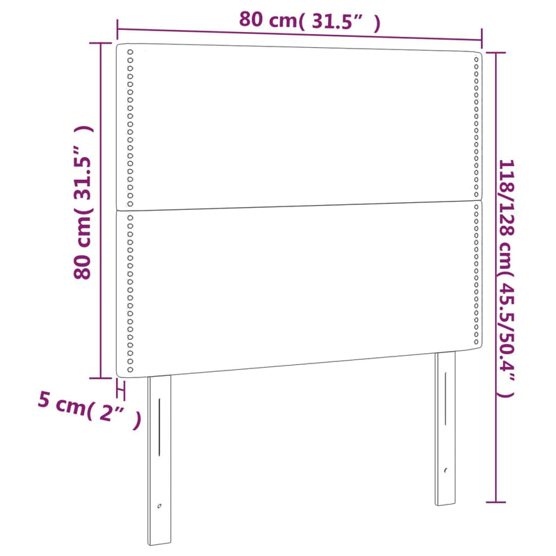 vidaXL 2 db világosszürke bársony fejtámla 80 x 5 x 78/88 cm