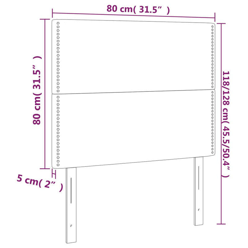 vidaXL 2 db sötétszürke bársony fejtámla 80 x 5 x 78/88 cm