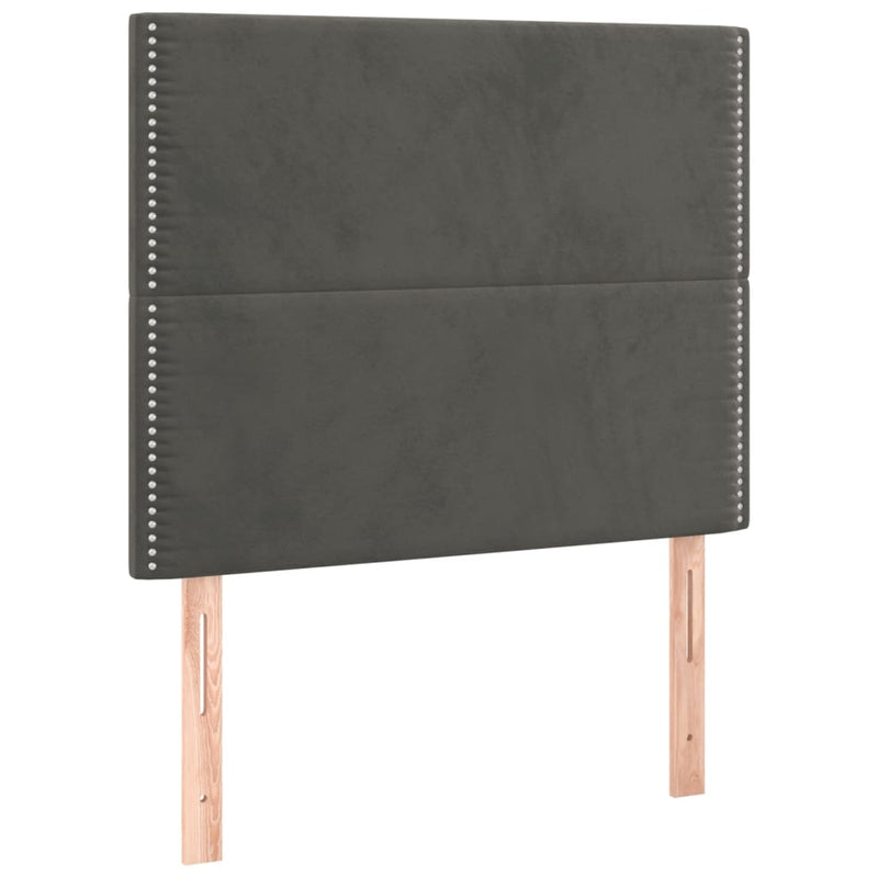 vidaXL 2 db sötétszürke bársony fejtámla 90x5x78/88 cm