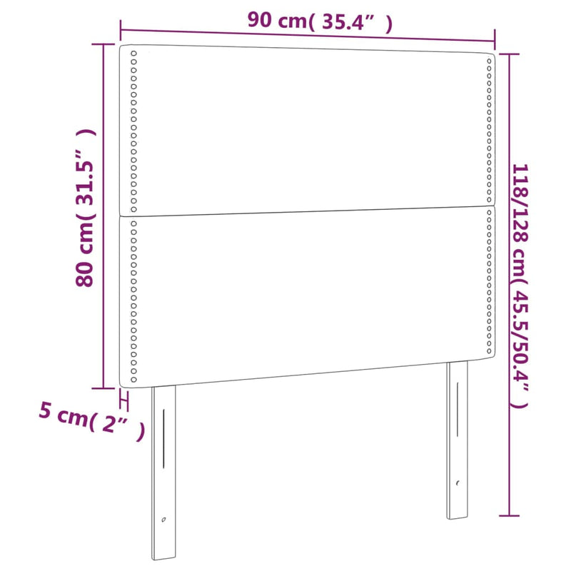 vidaXL 2 db sötétszürke bársony fejtámla 90x5x78/88 cm