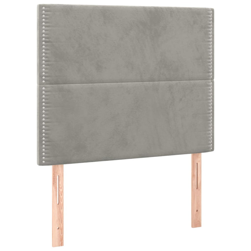 vidaXL 2 db világosszürke bársony fejtámla 100x5x78/88 cm