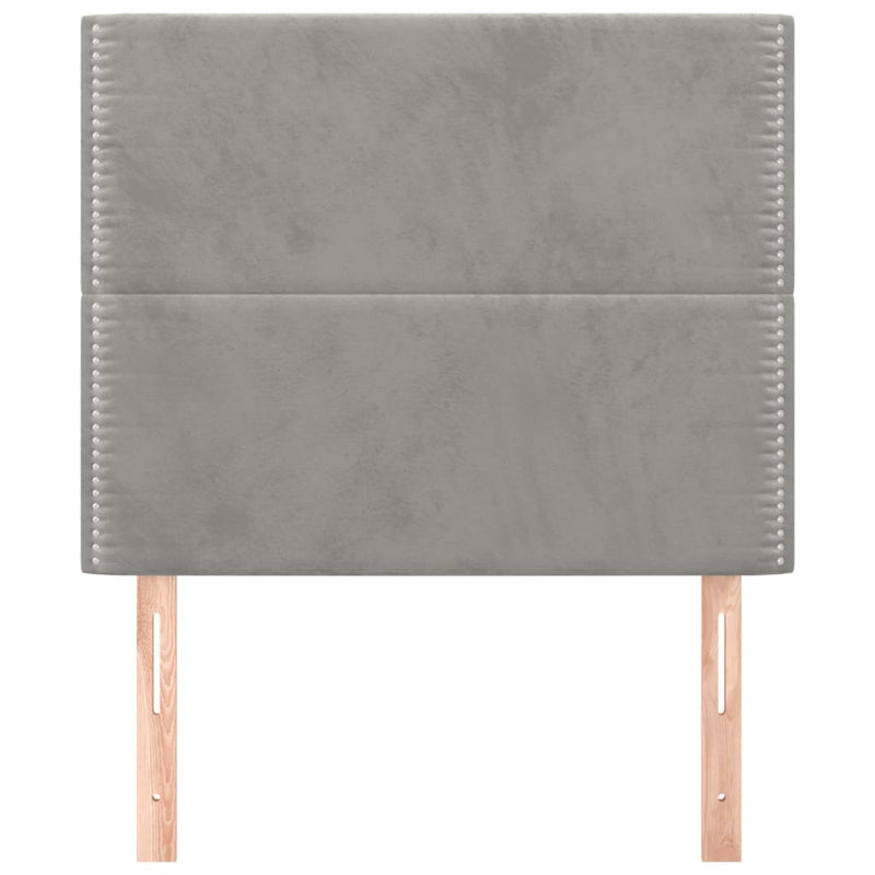 vidaXL 2 db világosszürke bársony fejtámla 100x5x78/88 cm
