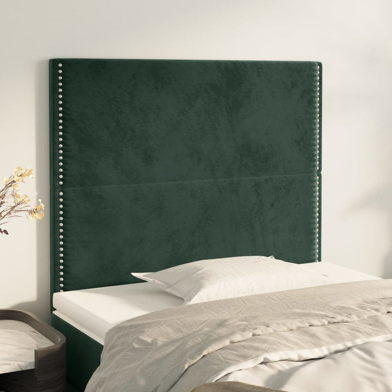 vidaXL sötétzöld bársony fejtámla 100x5x78/88 cm