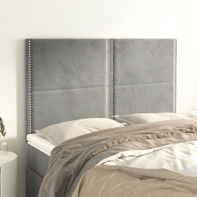 vidaXL 4 db világosszürke bársony fejtámla 72 x 5 x 78/88 cm