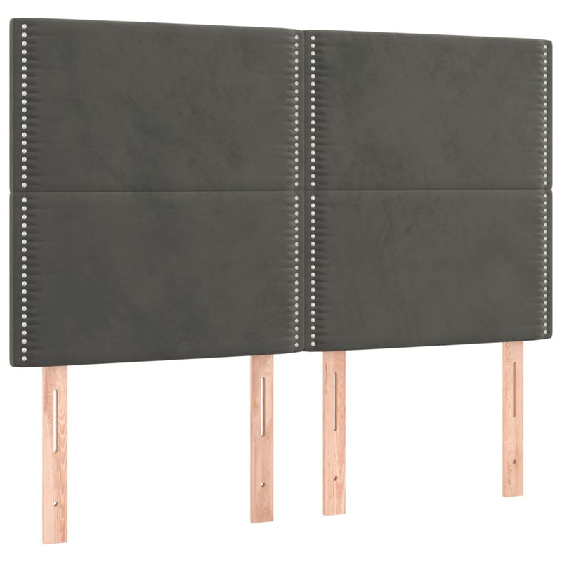 vidaXL 4 db sötétszürke bársony fejtámla 72 x 5 x 78/88 cm