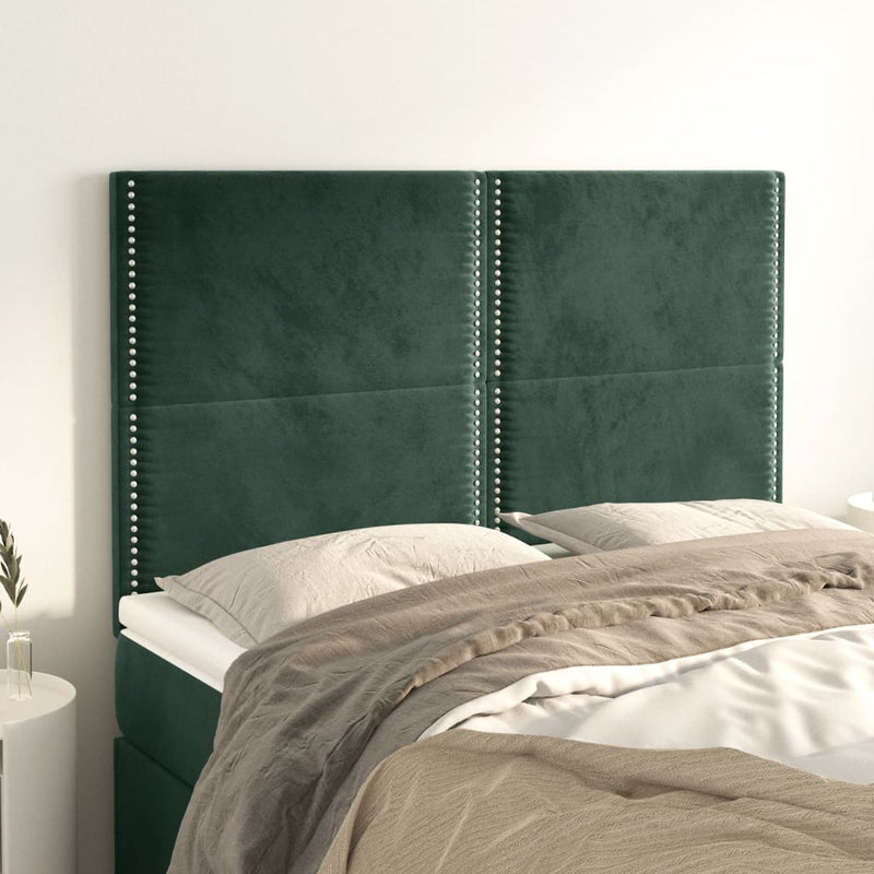 vidaXL 4 db sötétzöld bársony fejtámla 72 x 5 x 78/88 cm