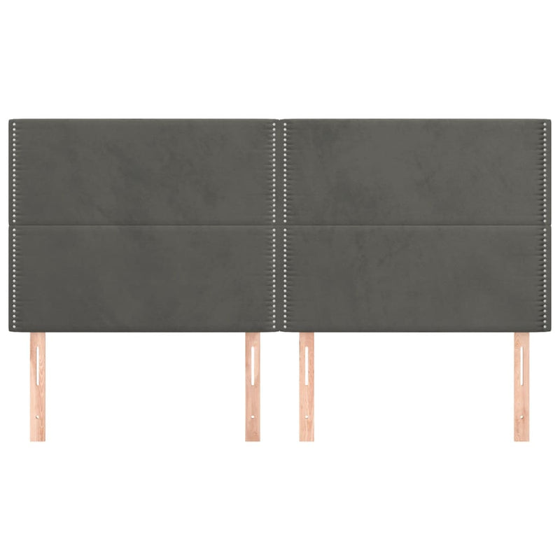 vidaXL 4 db sötétszürke bársony fejtámla 90x5x78/88 cm