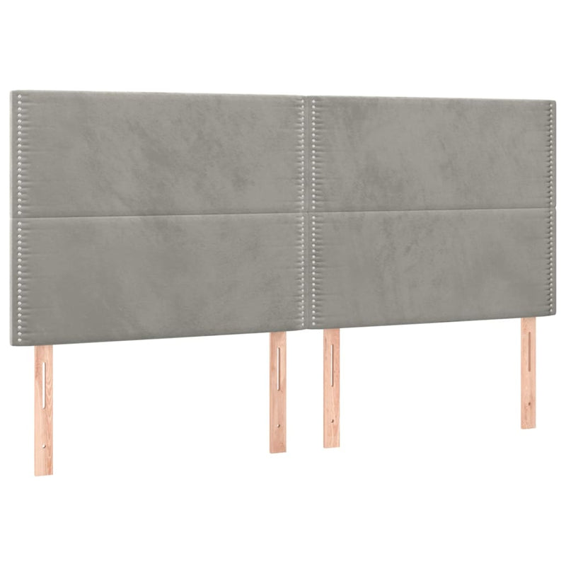 vidaXL 4 db világosszürke bársony fejtámla 100x5x78/88 cm