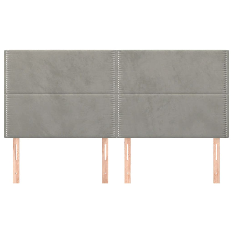 vidaXL 4 db világosszürke bársony fejtámla 100x5x78/88 cm