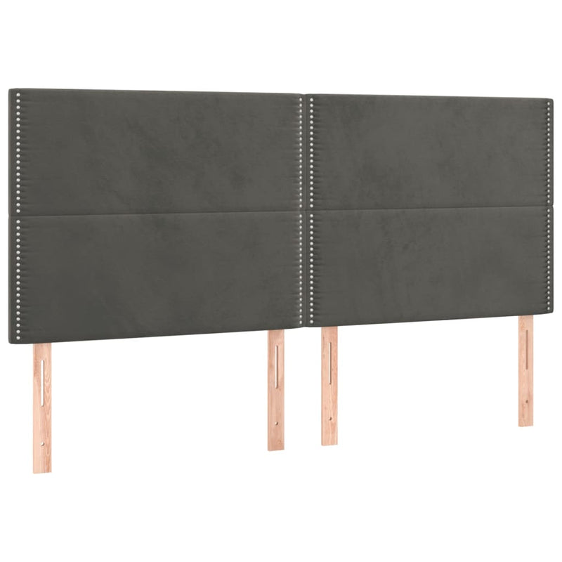 vidaXL 4 db sötétszürke bársony fejtámla 100x5x78/88 cm