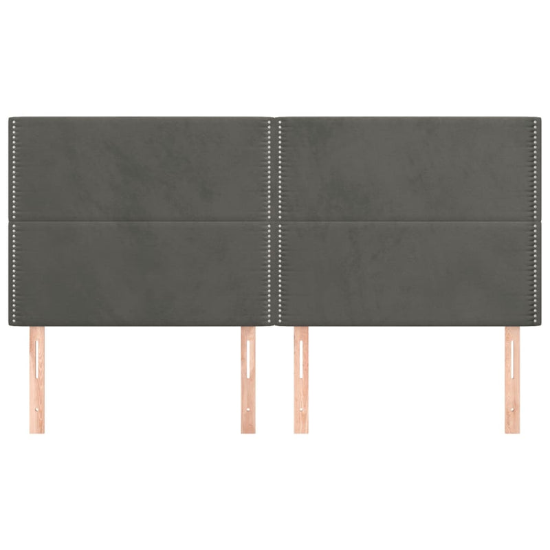 vidaXL 4 db sötétszürke bársony fejtámla 100x5x78/88 cm