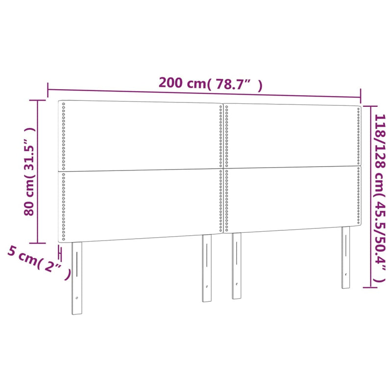 vidaXL 4 db sötétszürke bársony fejtámla 100x5x78/88 cm