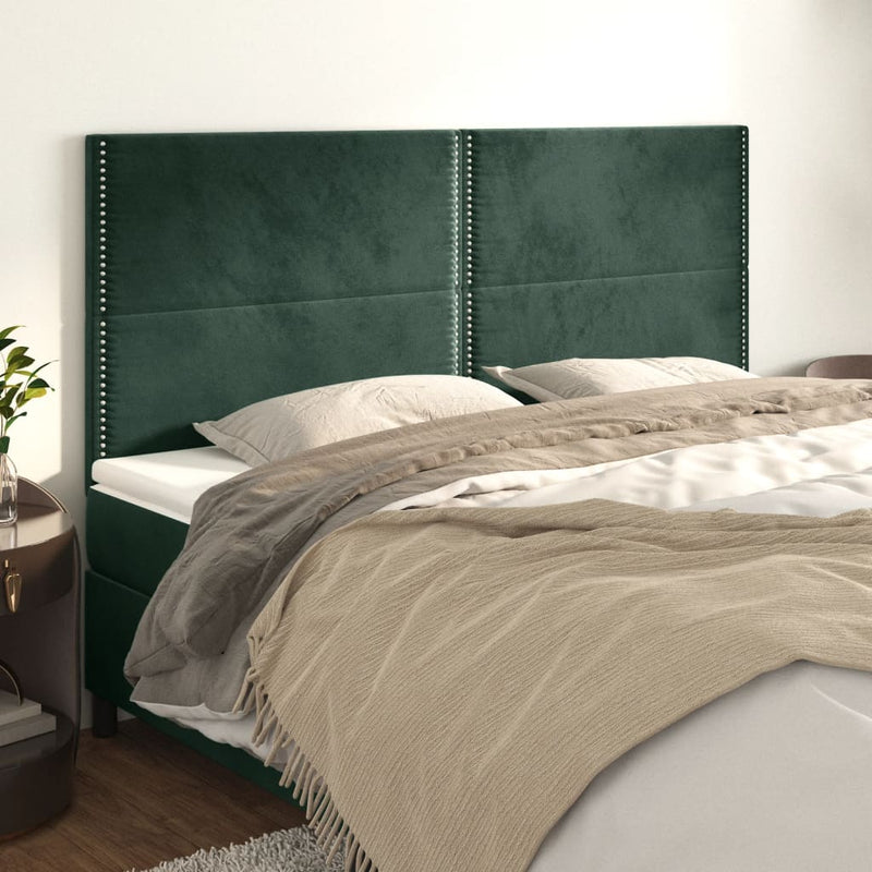 vidaXL 4 db sötétzöld bársony fejtámla 100x5x78/88 cm