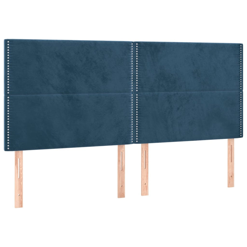 vidaXL 4 db sötétkék bársony fejtámla 100x5x78/88 cm