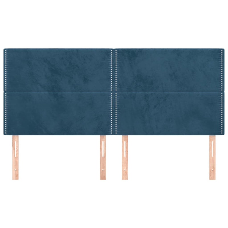 vidaXL 4 db sötétkék bársony fejtámla 100x5x78/88 cm