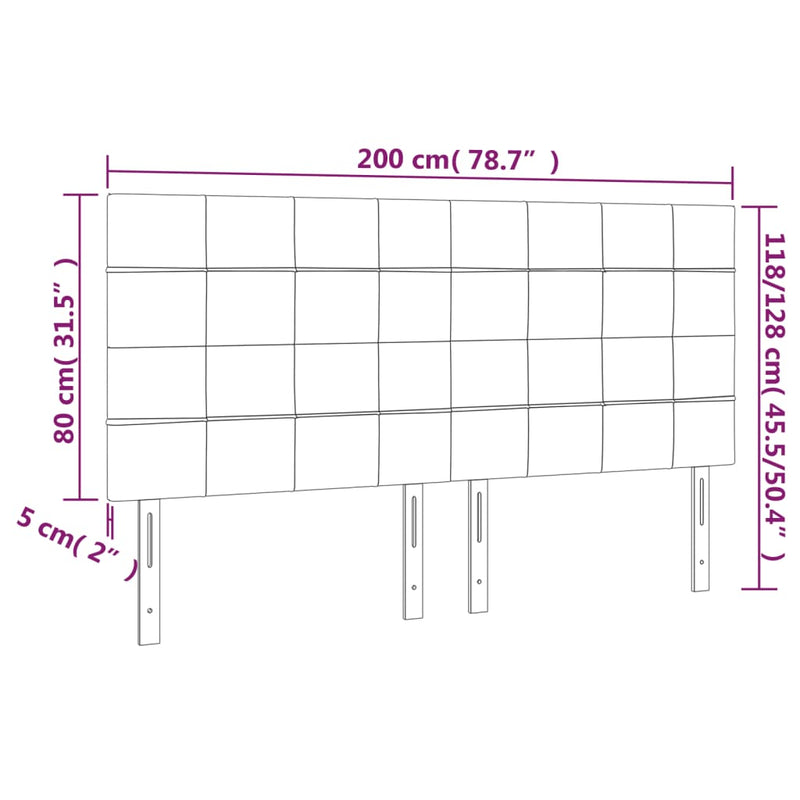 vidaXL 4 db fekete szövet fejtámla 100x5x78/88 cm