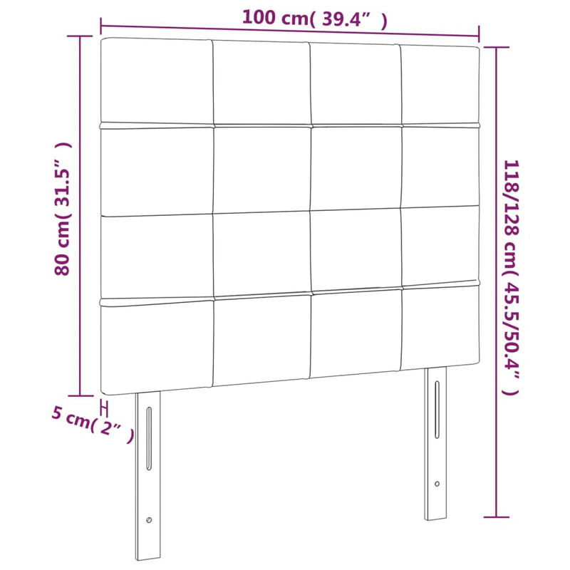 vidaXL 2 db világosszürke bársony fejtámla 100x5x78/88 cm